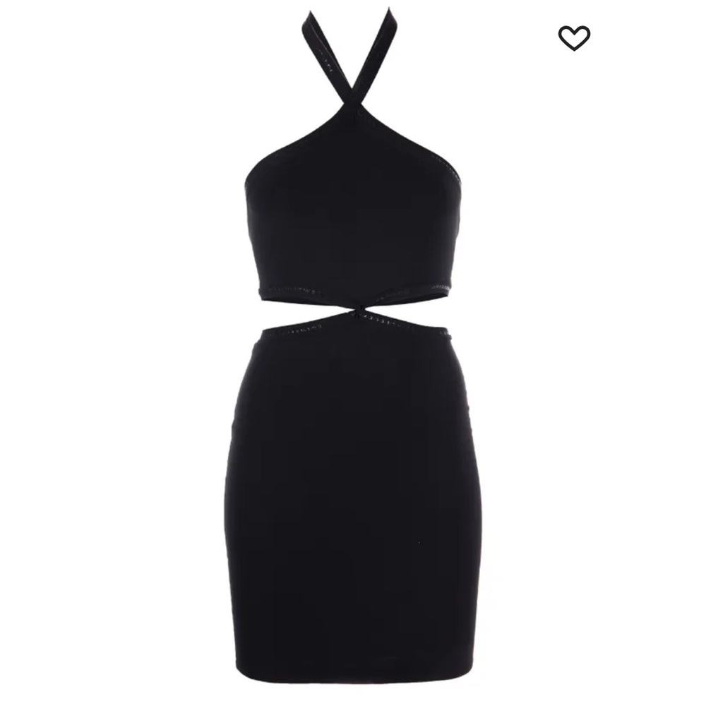 Alexander Wang halterneck cut-out mini dress Logo trim Black NWT Size M